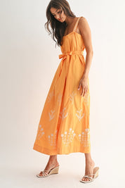 Sunburst Embroidered Maxi Dress