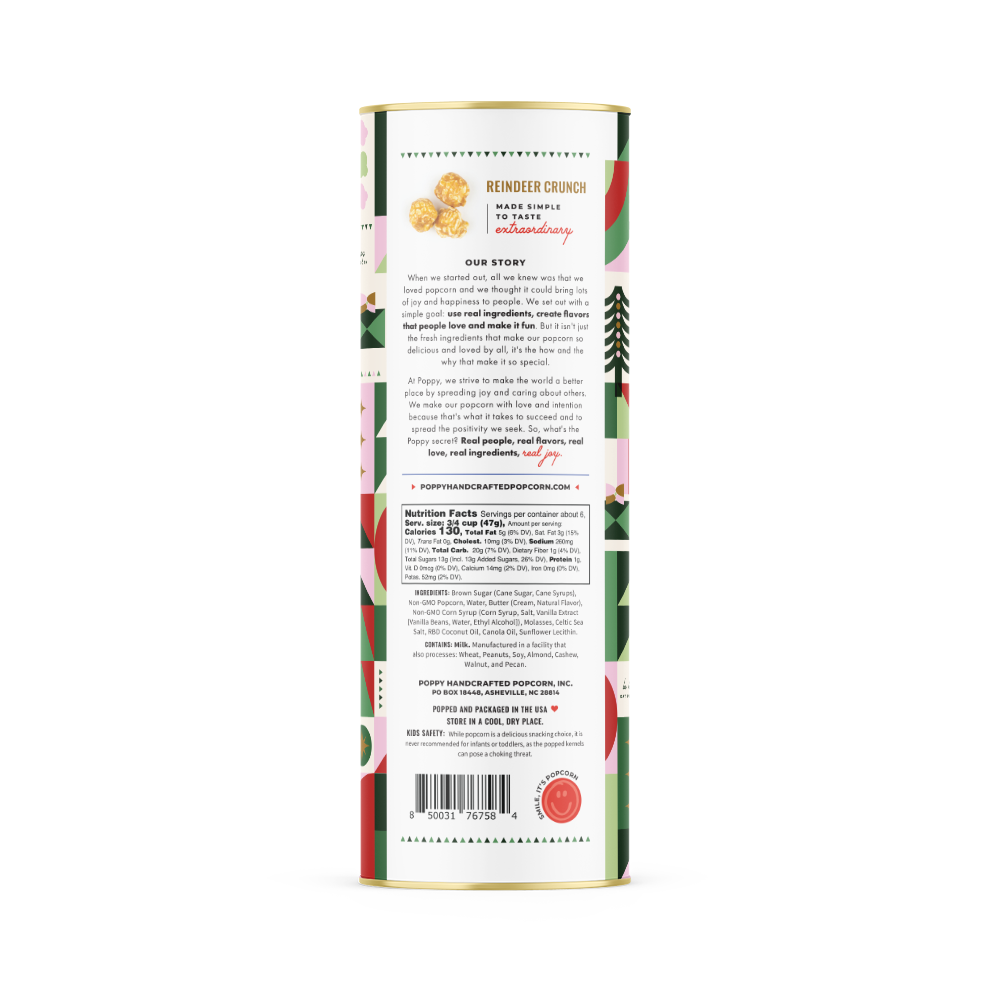 Reindeer Crunch Popcorn Cylinder