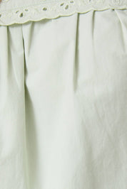 Green Square Neck Eyelet Blouse