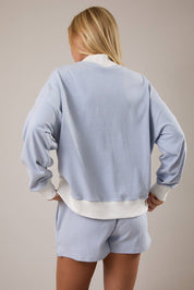 Light Blue Striped Mock Neck