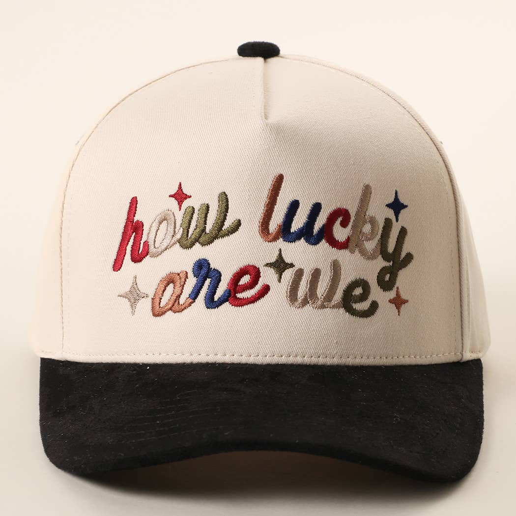 Black How Lucky Are We Hat