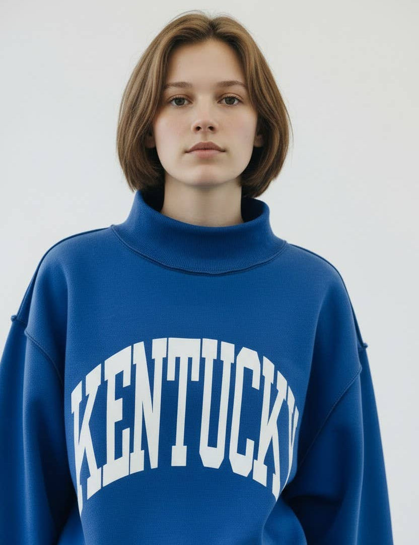 Blue Kentucky Reversible Mockneck — mockneck and drop shoulder