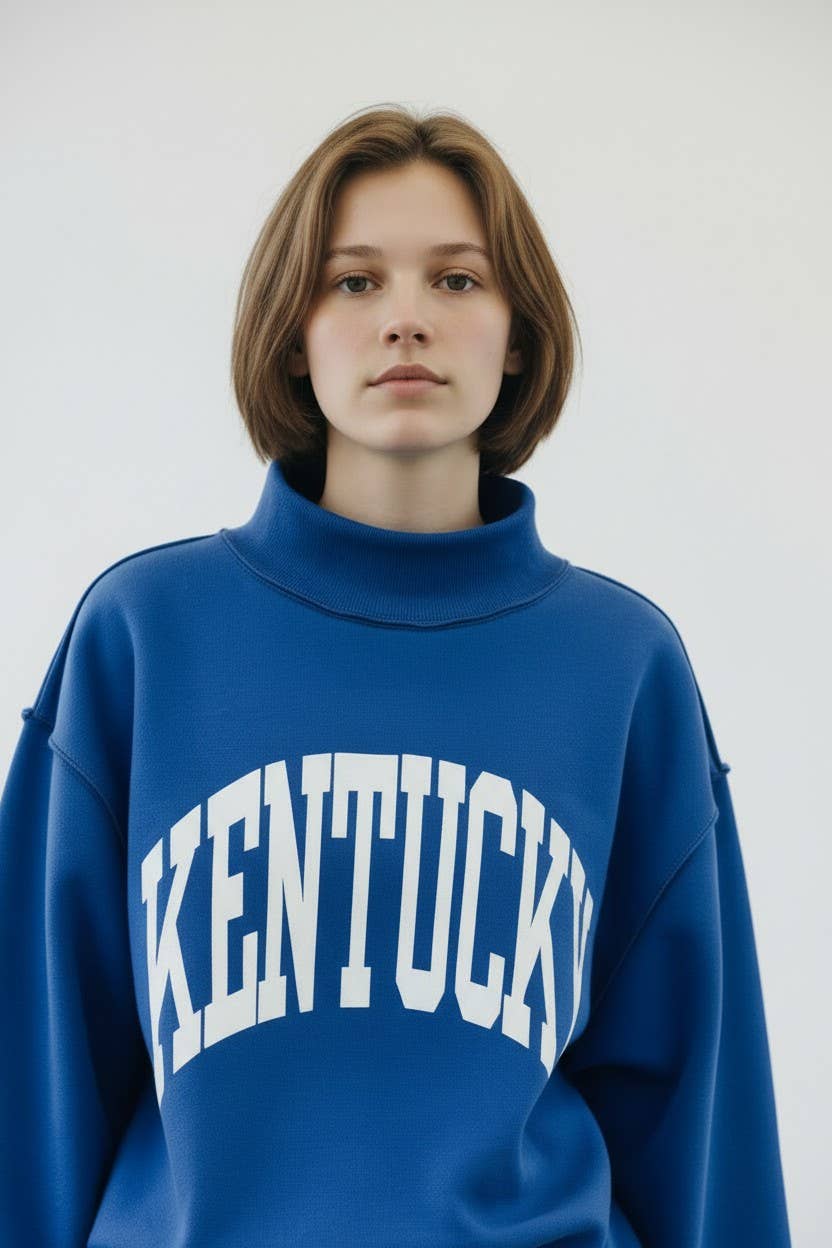 Blue Kentucky Reversible Mockneck — mockneck and drop shoulder