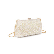 Cream Beaded Frame Evening Bag