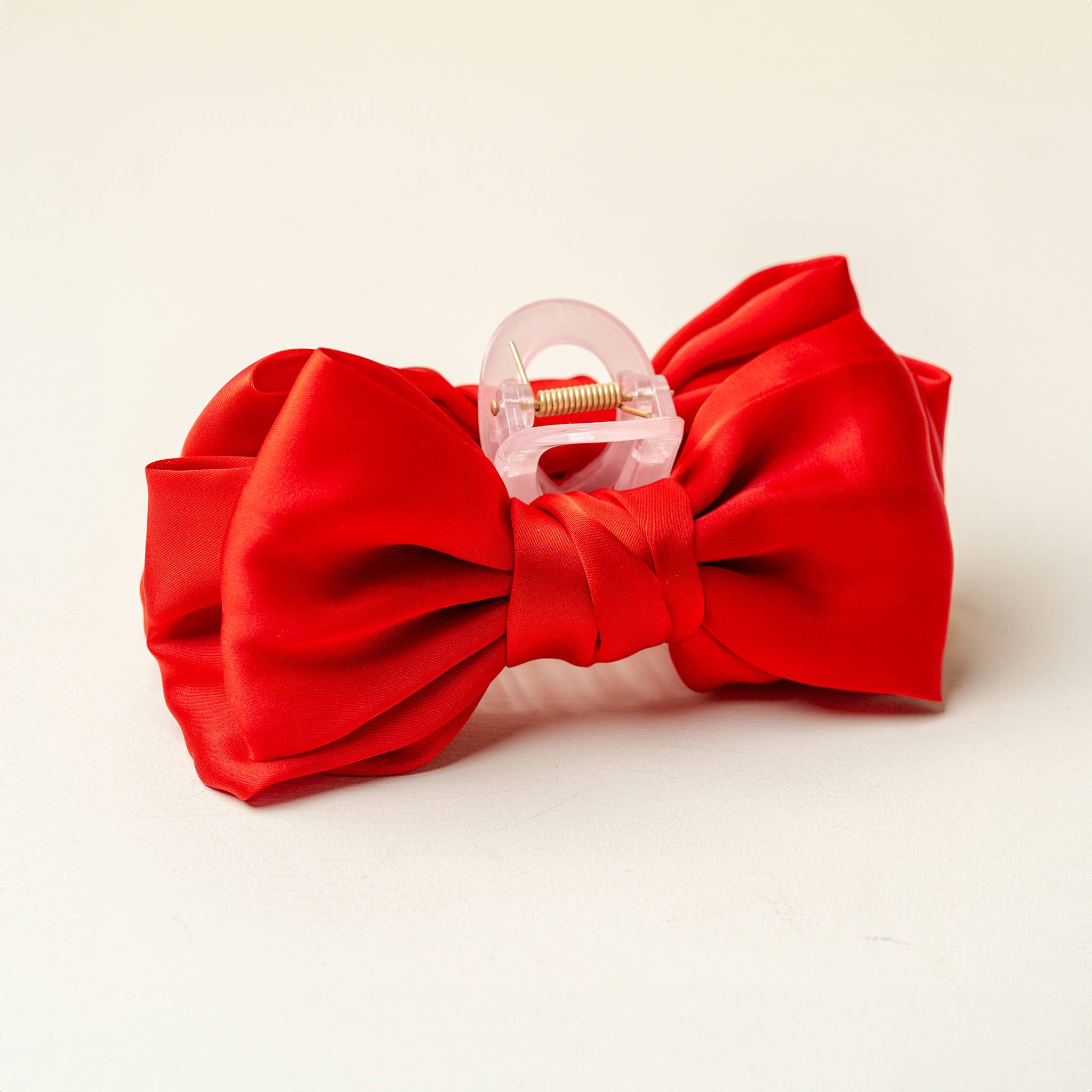 Satin Bow Claw Clip-Red