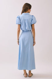 Blue Contrast Detail Maxi Skirt