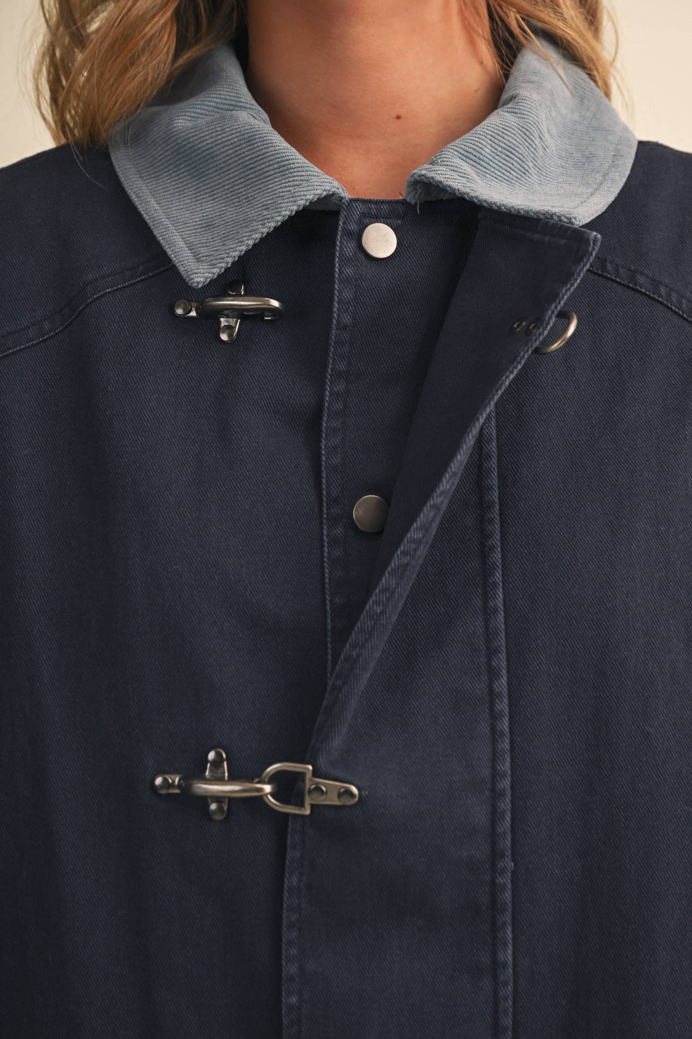 Navy Corduroy Collar Utility Jacket