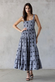 Floral Embroidered Gingham Dress