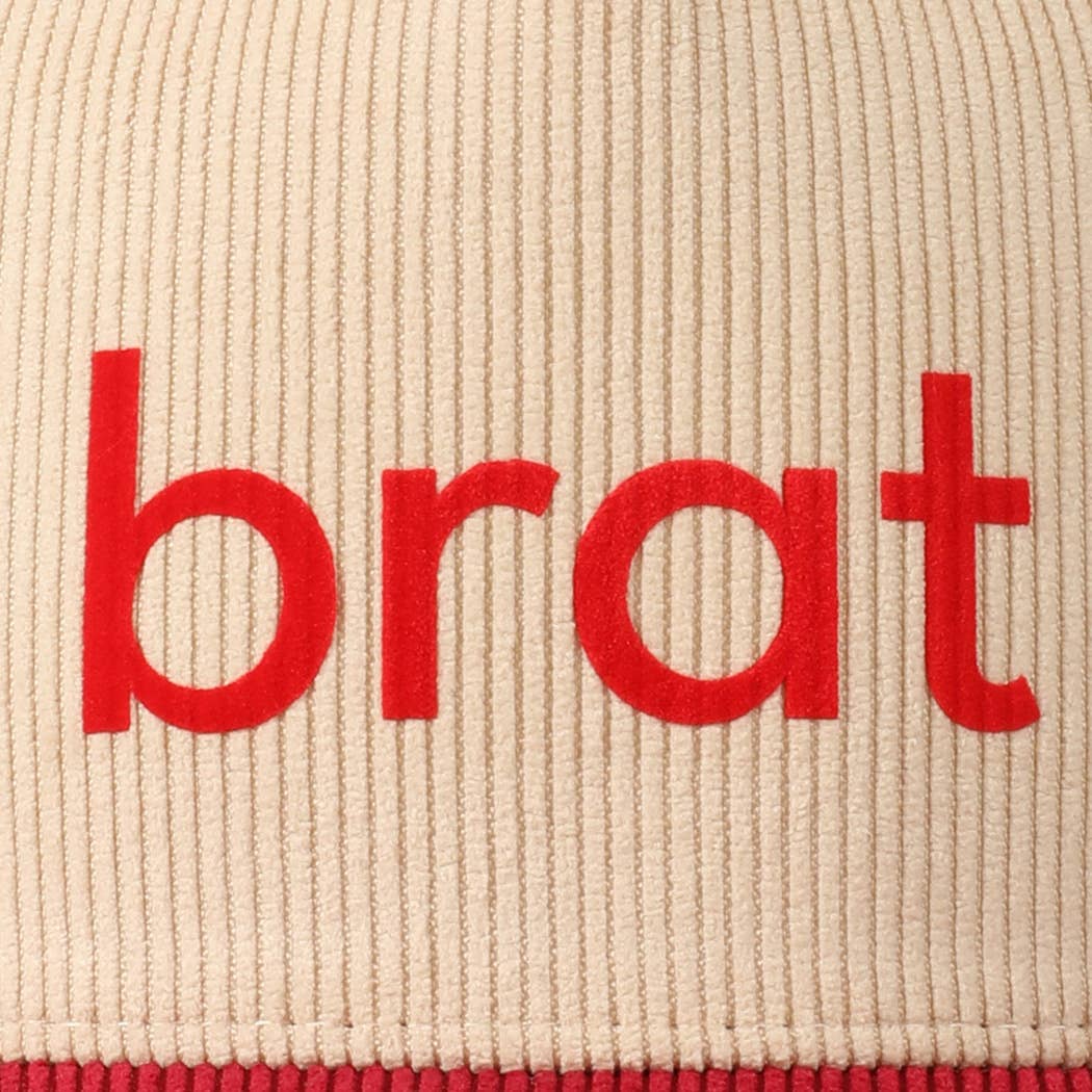 Brat Typographic Two-Tone 5 Panel Corduroy Baseball Cap