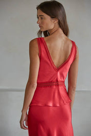 Red Sleeveless V-Neck Top