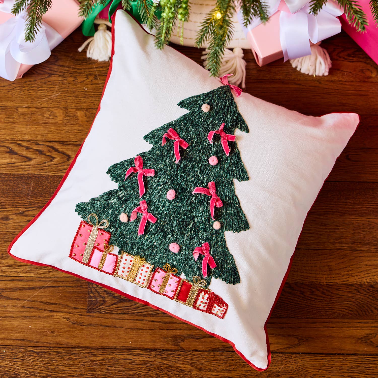 Bow Christmas Tree Pillow