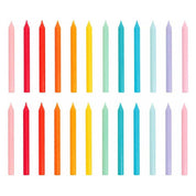 Rainbow Birthday Candles - 24 Pack showing made for a clean, reliable burn