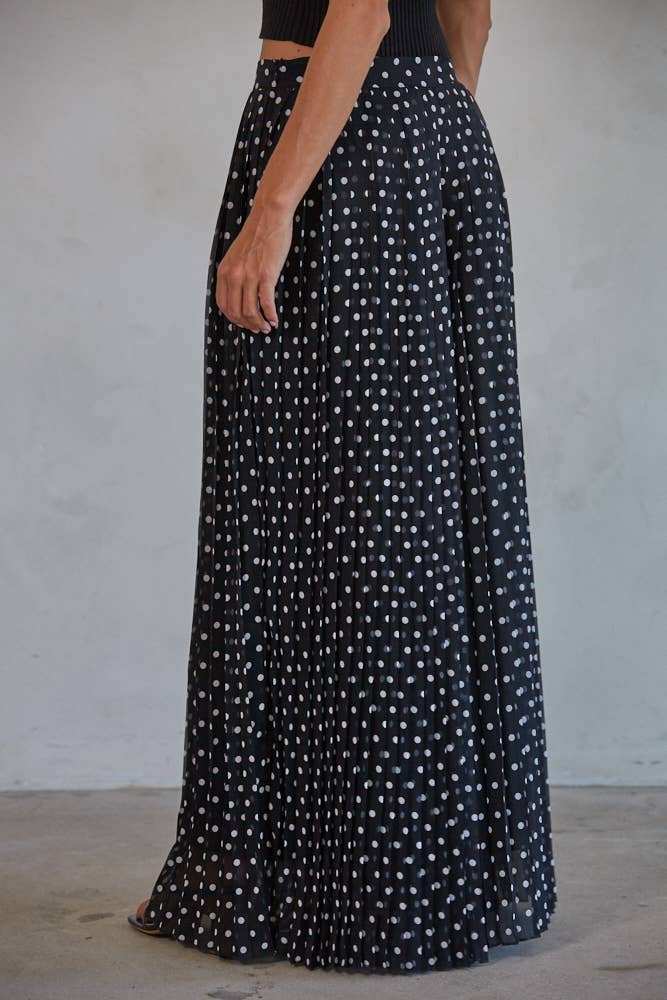 Polka Dot Pleated Wide Leg Pants