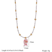 Pink Fish Necklace With Gem — color: pink and fish pendant with gemstone