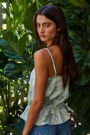 Mint Satin Peplum Top