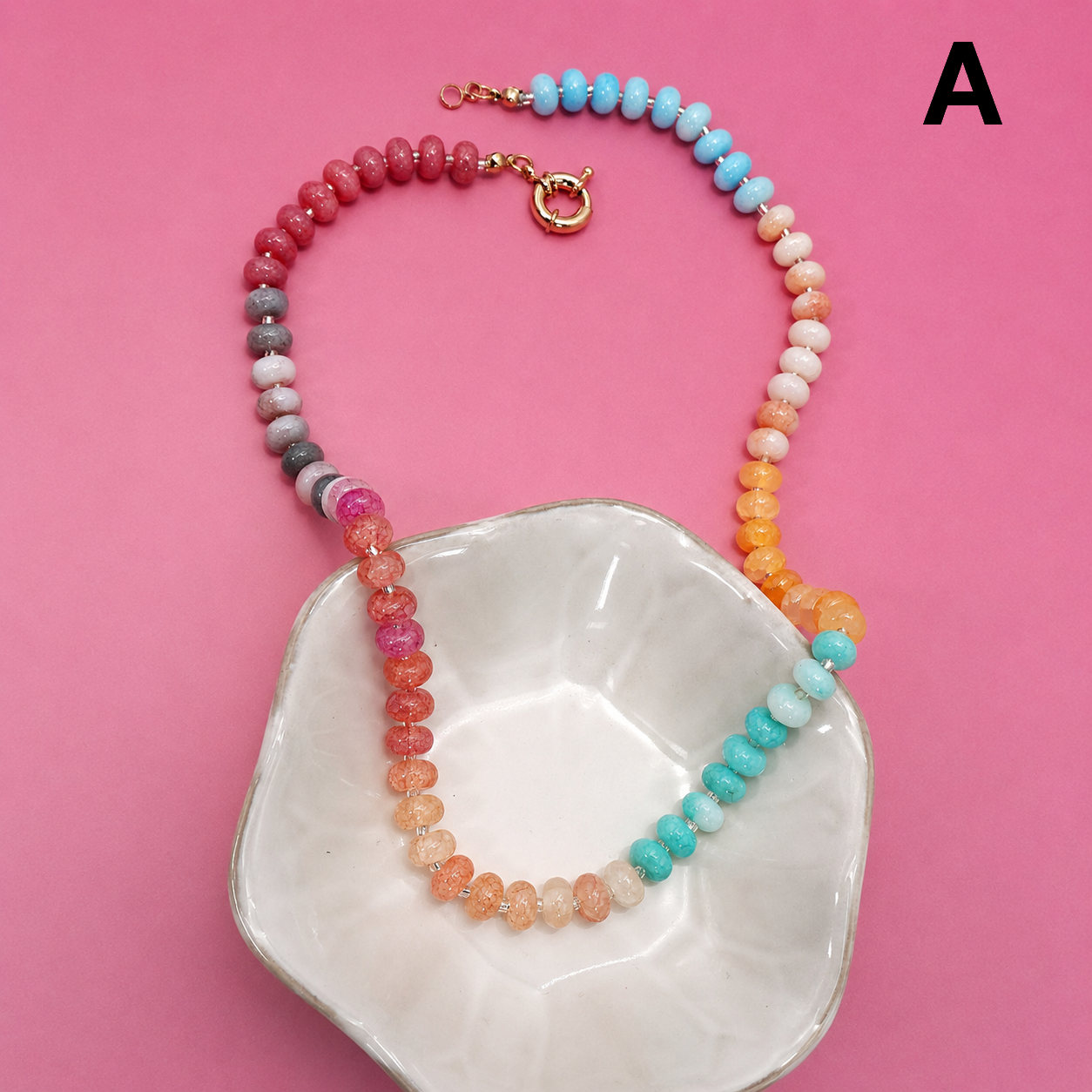 Natural Stone Color Mixed Necklace