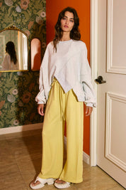 Yellow Drawstring Terry Sweatpants