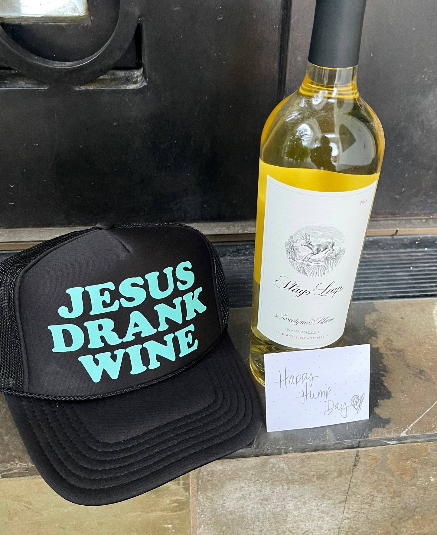 Jesus Drank Wine Black Trucker