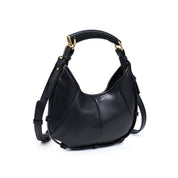 Black Pleated Crescent Hobo Bag