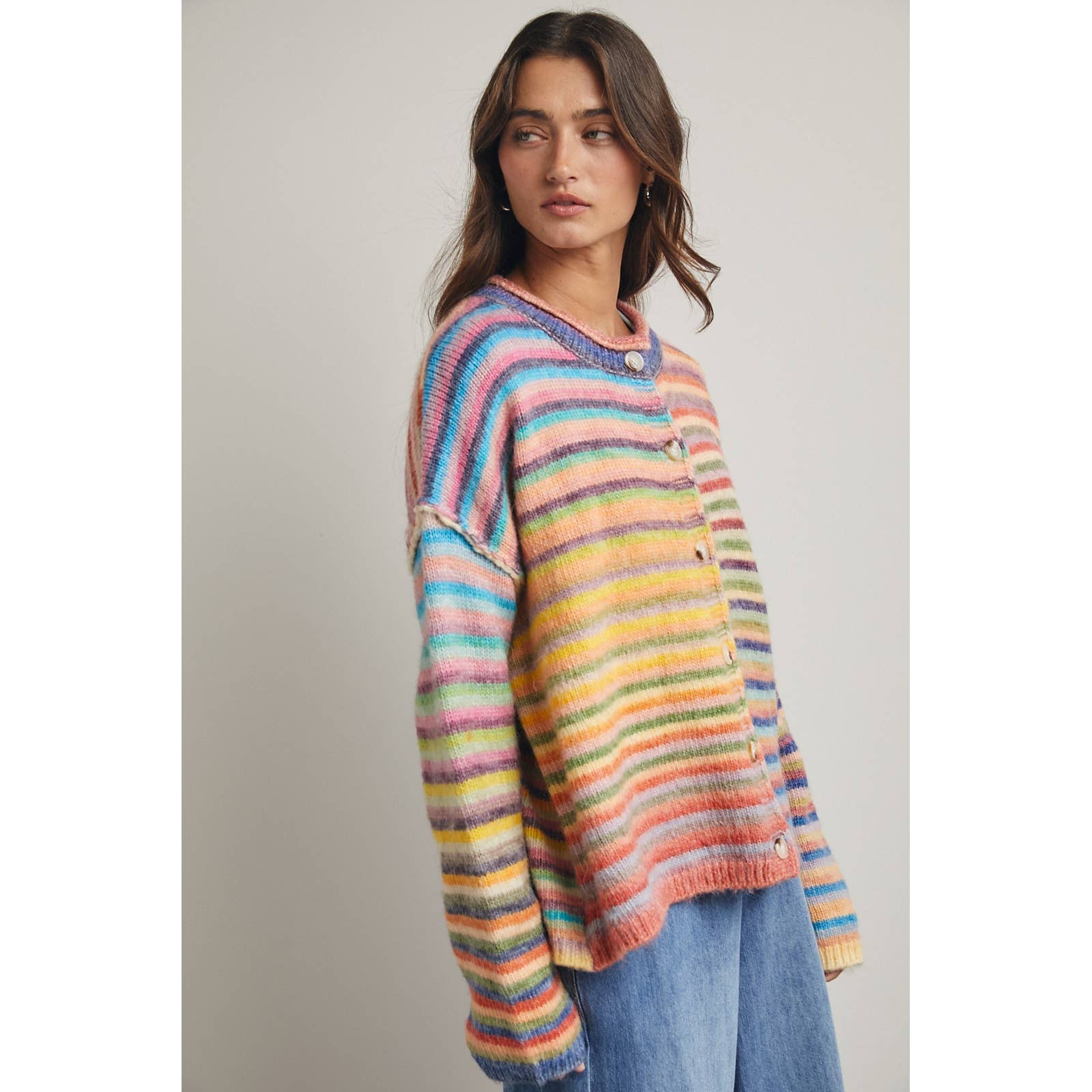 Multi Color Button Up Cardigan