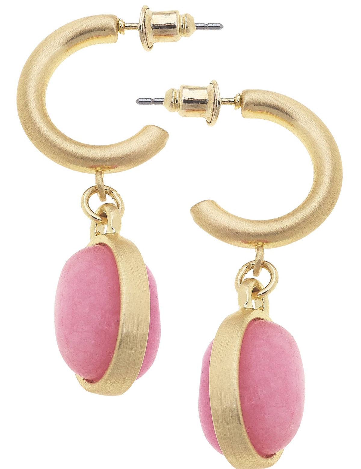 Caroline Gemstone Drop Hoop Earrings