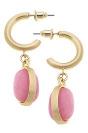 Caroline Gemstone Drop Hoop Earrings