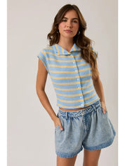 Blue Striped Sweater Top