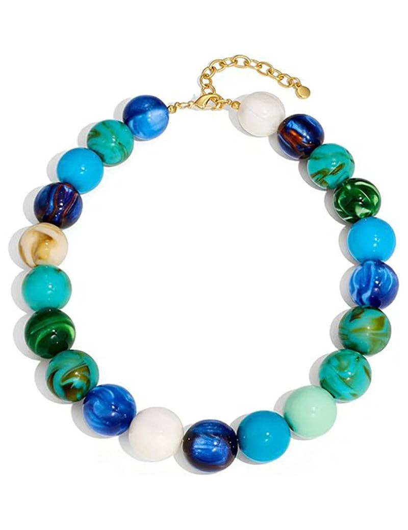 Blue Beaded Statement Necklace