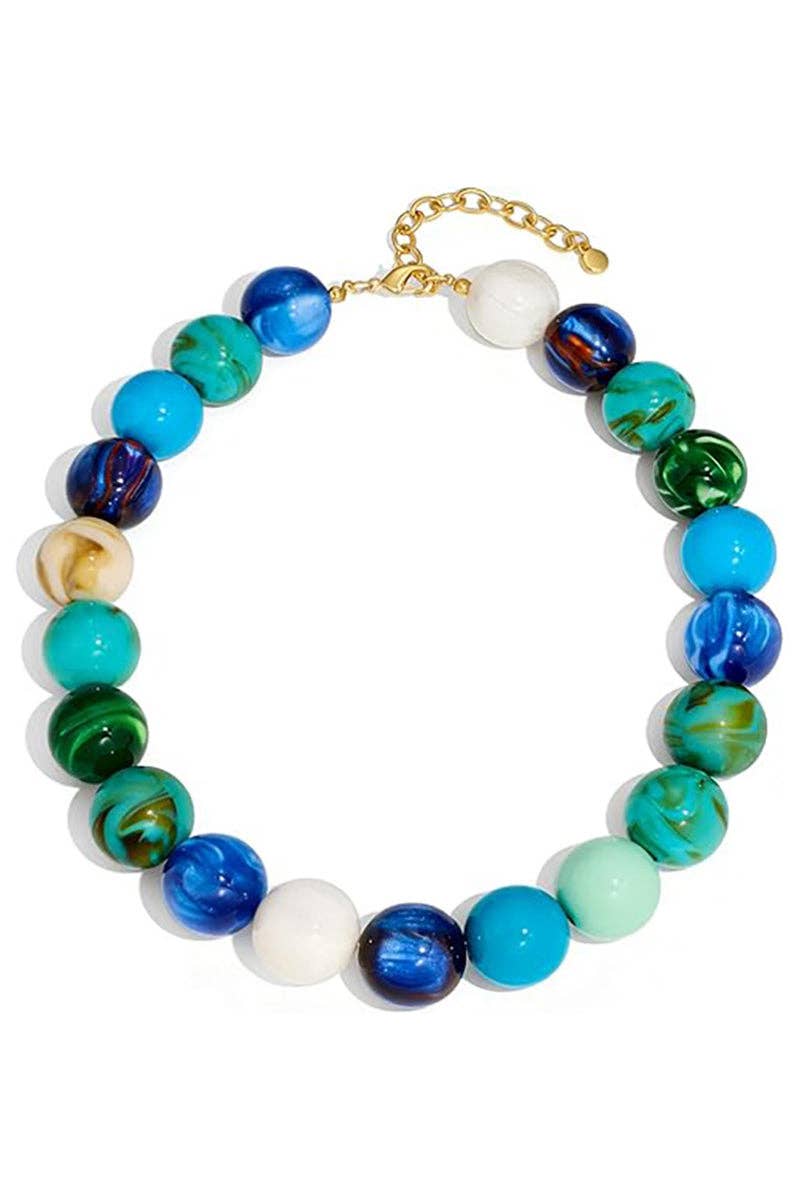 Blue Beaded Statement Necklace