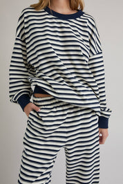 Ivory & Navy Crewneck & Pants Set