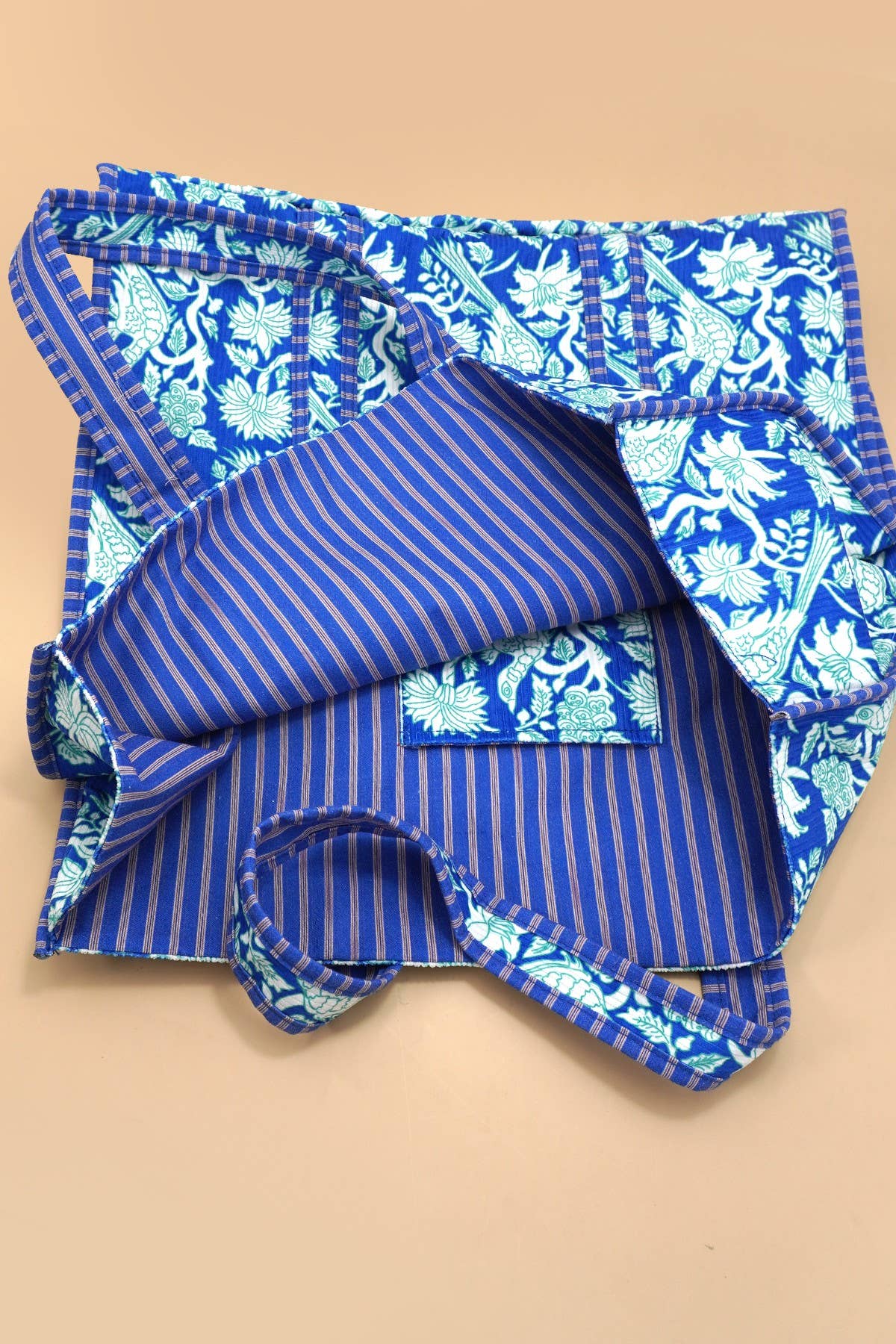 Blue & Green Bird  Reversible Quilted Tote Bag