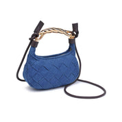 Blue Woven Denim Twist Handle Crossbody