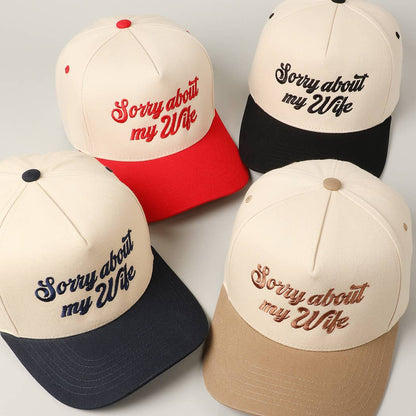 Sorry About My Wife / Husband Embroidery Two-Tone Canvas Cap