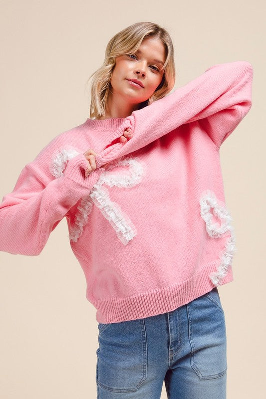 Blush Ruffled Ribbon Sweater