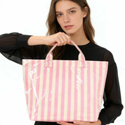 Large Striped Vinyl Tote Bags