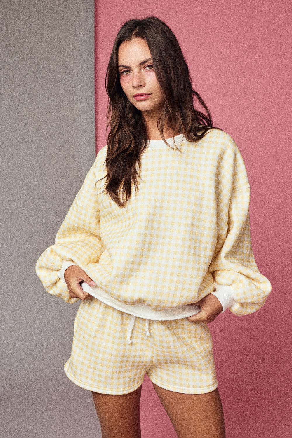 Yellow Gingham Lounge Set