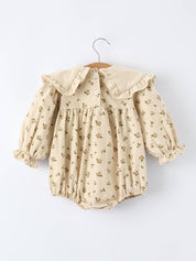 Apricot Floral Romper in 100% cotton