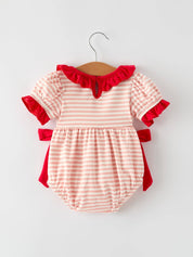 Christmas Candy Cane Smocking Embroidery Striped Baby Girls Romper