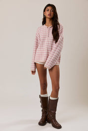 Pink Gingham Sweater