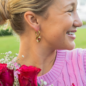 18k Gold Radiant Heart Pendant Statement Hoops