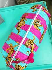 Quilted Tiger Print Makeup Bag | Cosmetics Toiletry Bag