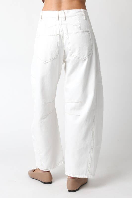 White Wide Leg Utility Pants