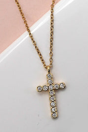 Sparkling Cross 18K Stainless Steel Necklace