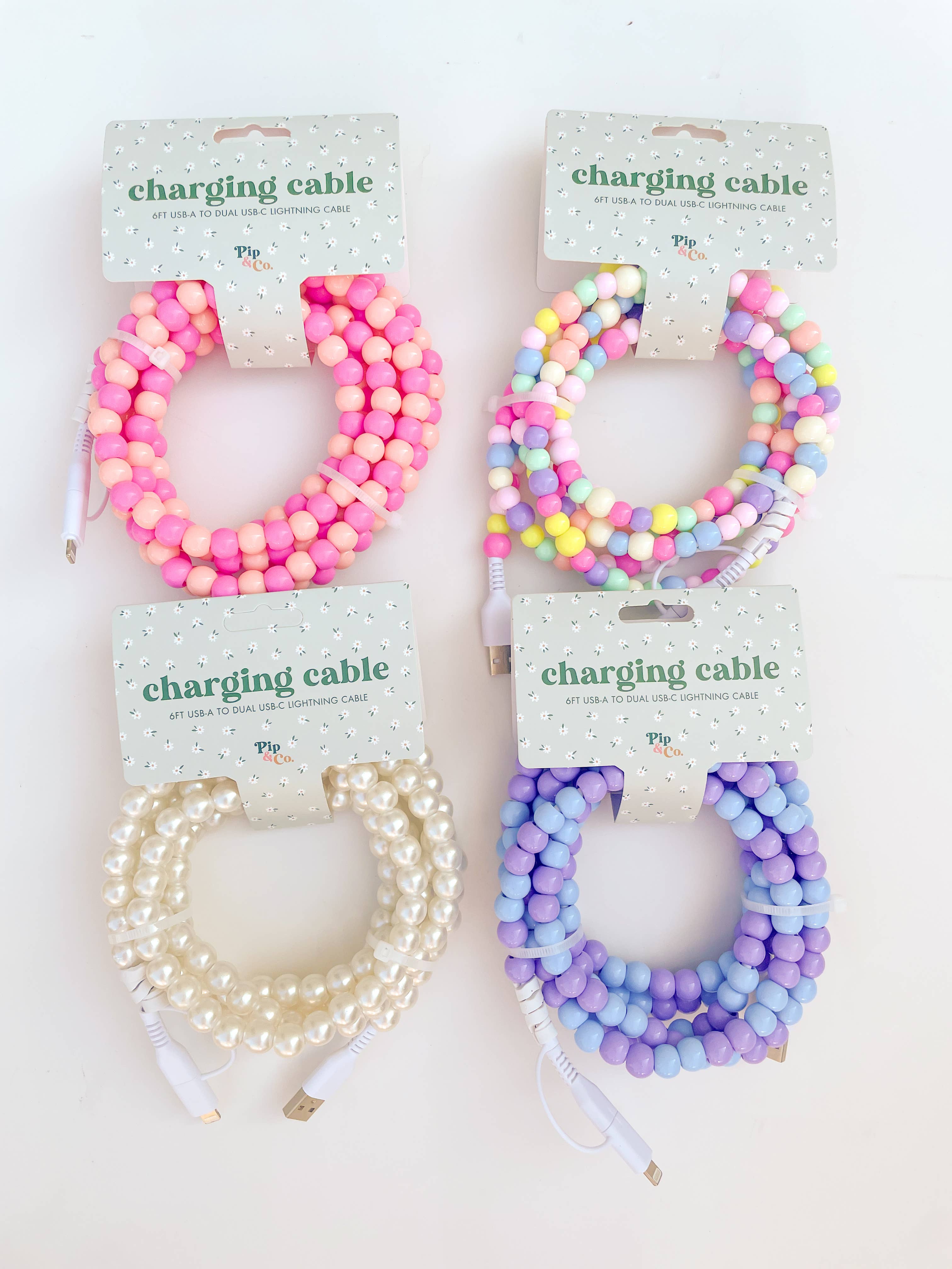 Pink Beaded Phone Charger