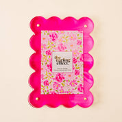 Hot Pink Rectangle Scalloped Acrylic Frame