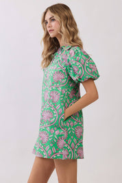 Green Paisley Mini Dress