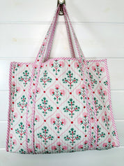 Folk Floral Large Quilted Tote Bag