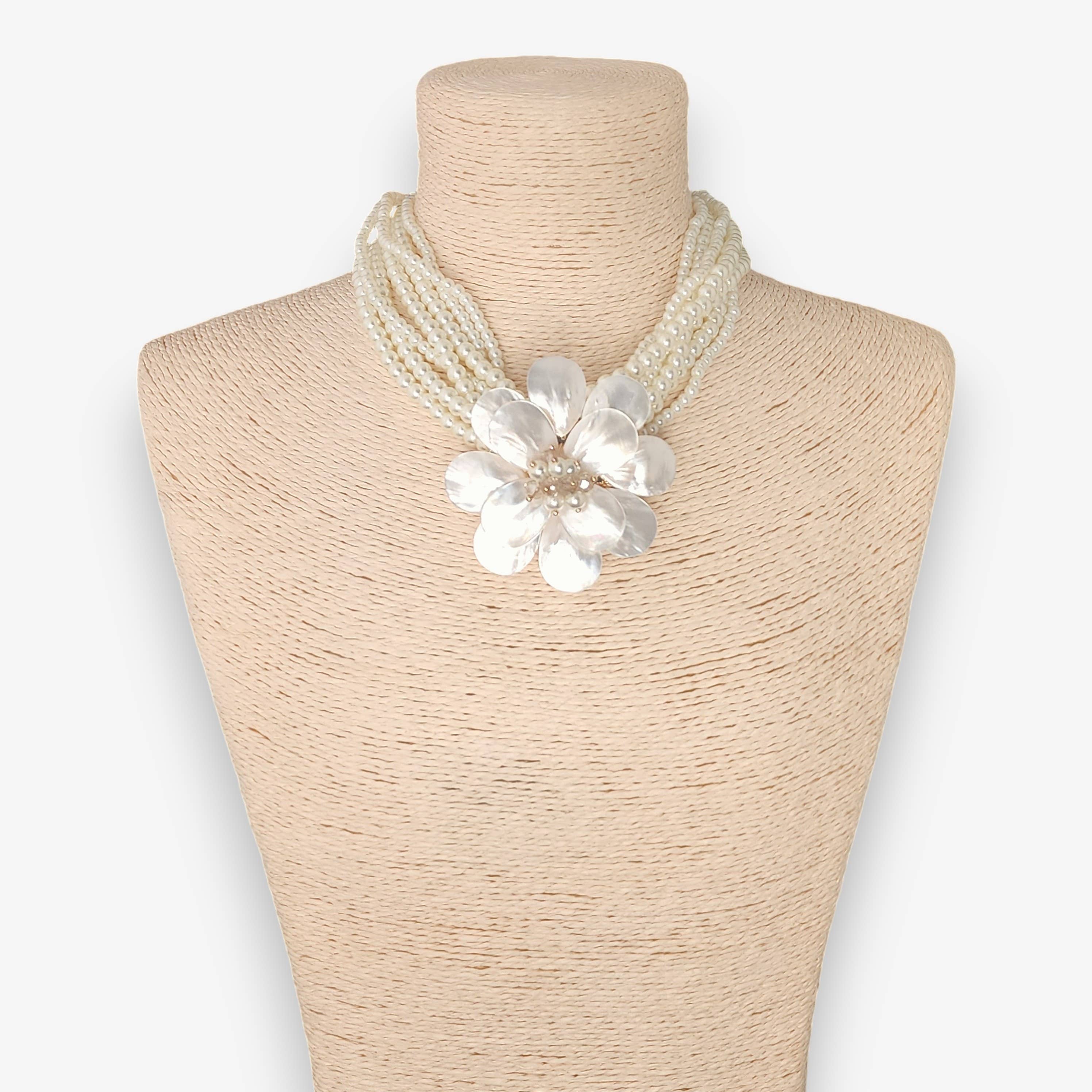 Chunky Pearl Flower Necklace