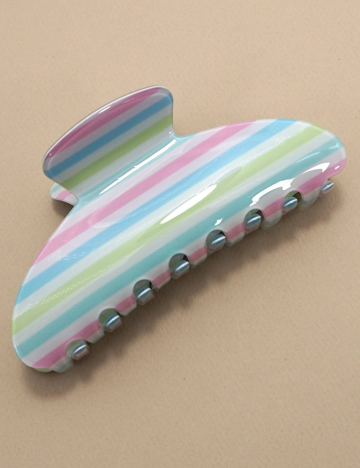 Multicolor Pastel Striped Claw Clip