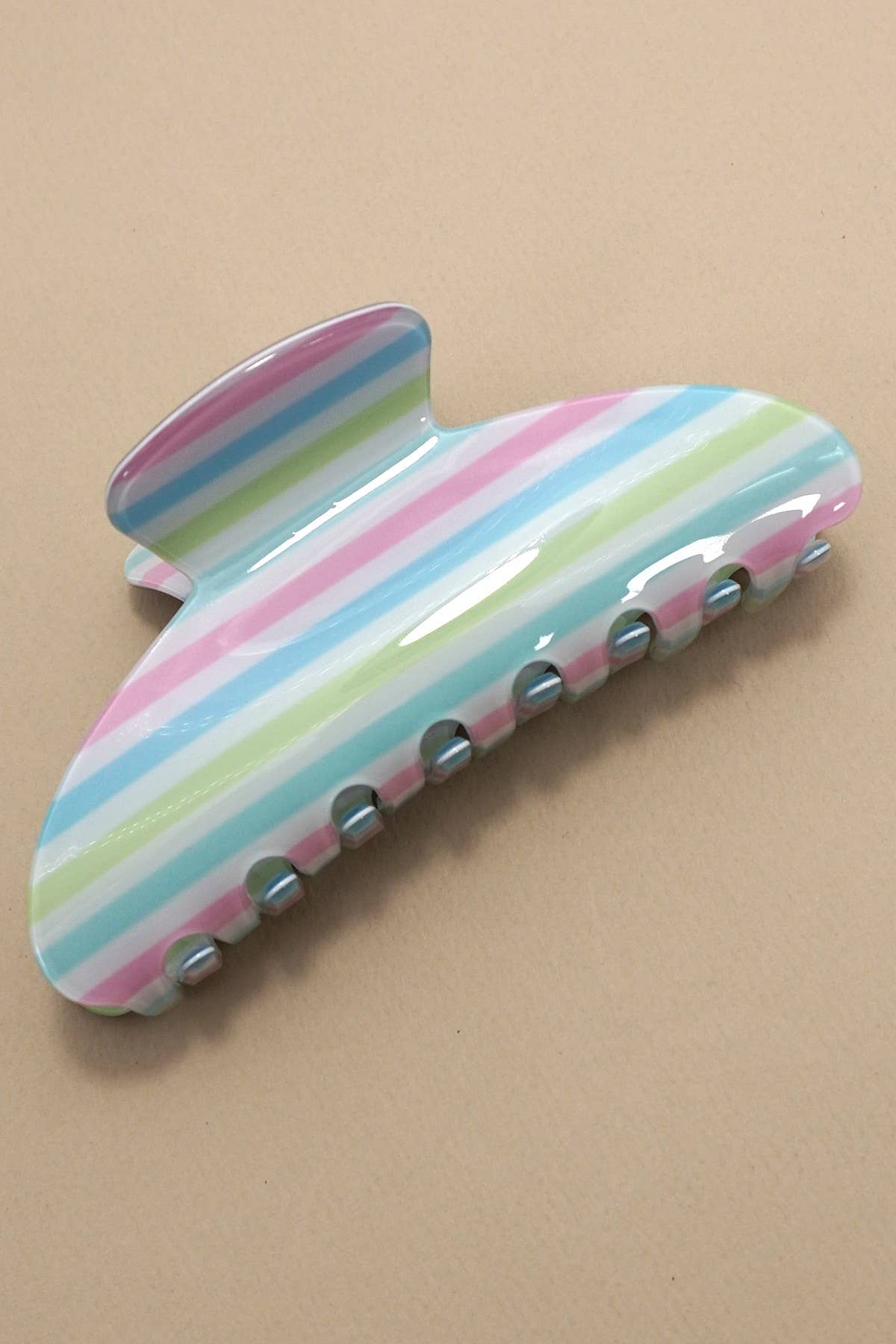 Multicolor Pastel Striped Claw Clip